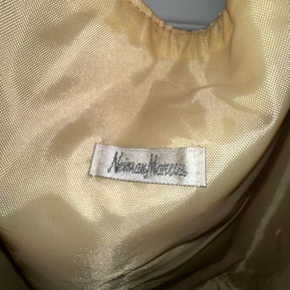 Neiman Marcus Gold Metallic Tote Python Snakeskin Shoulder Bag Purse Fish Scale - Picture 4 of 6